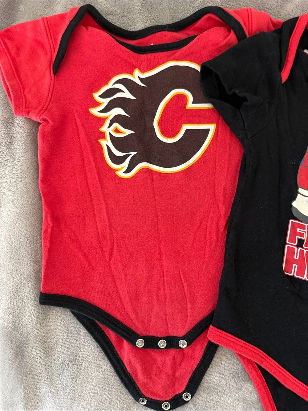 NHL Calgary Flames Baby Bodysuit Bundle - Red, Black, Gray